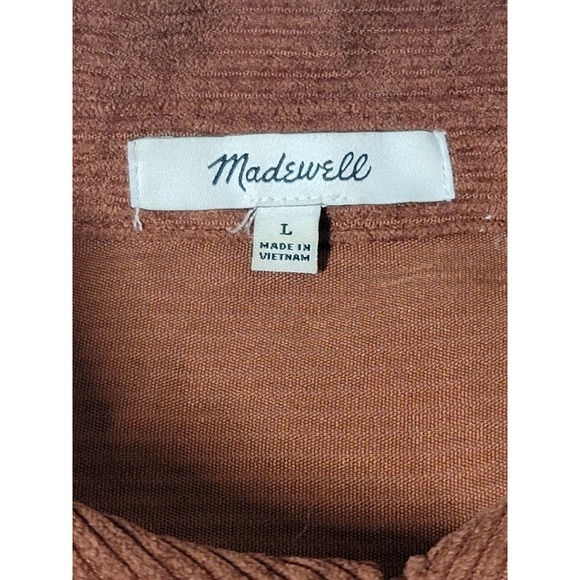 Madewell Womens Size Lg Corduroy Cropped Button-up Long Sleeve Shirt Terracota - Picture 3 of 6
